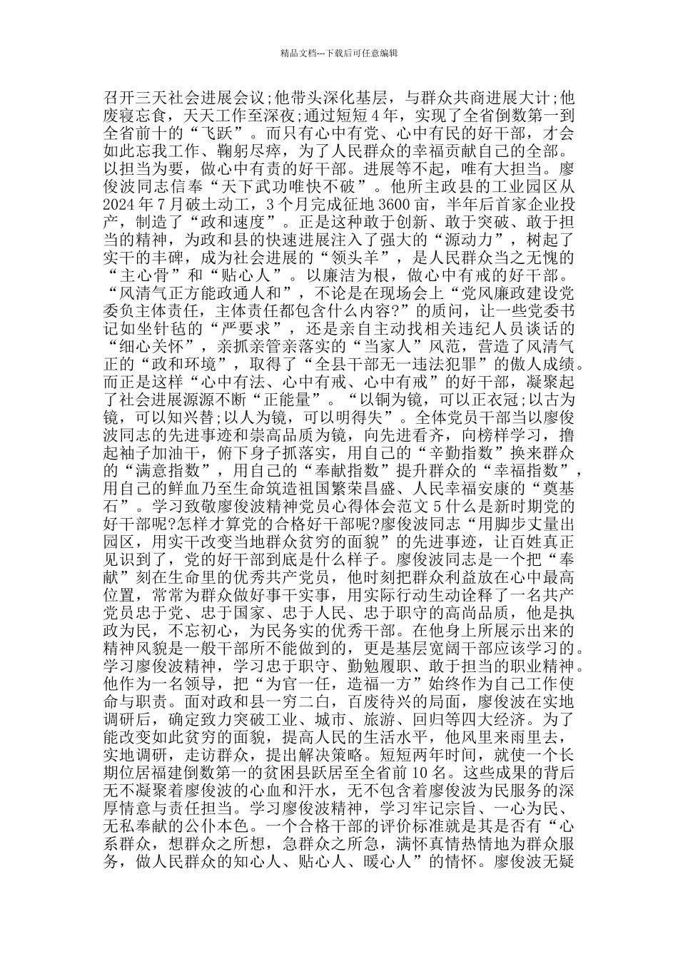 学习致敬廖俊波精神党员心得体会范文_第3页