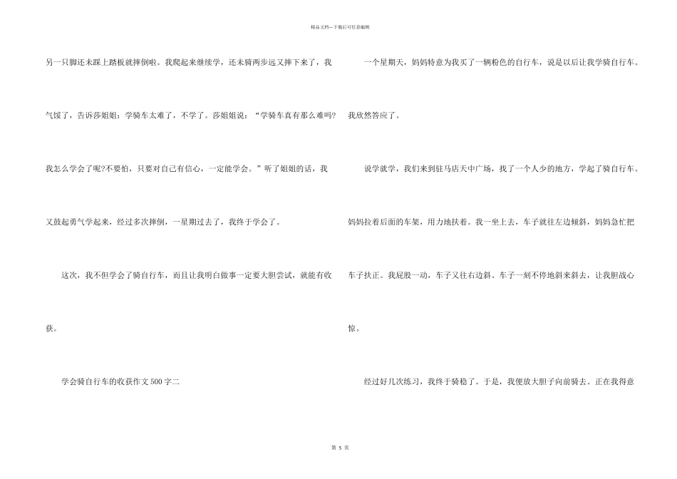 学会骑自行车的收获500字10篇_第2页