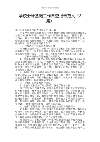 学校会计基础工作自查报告范文