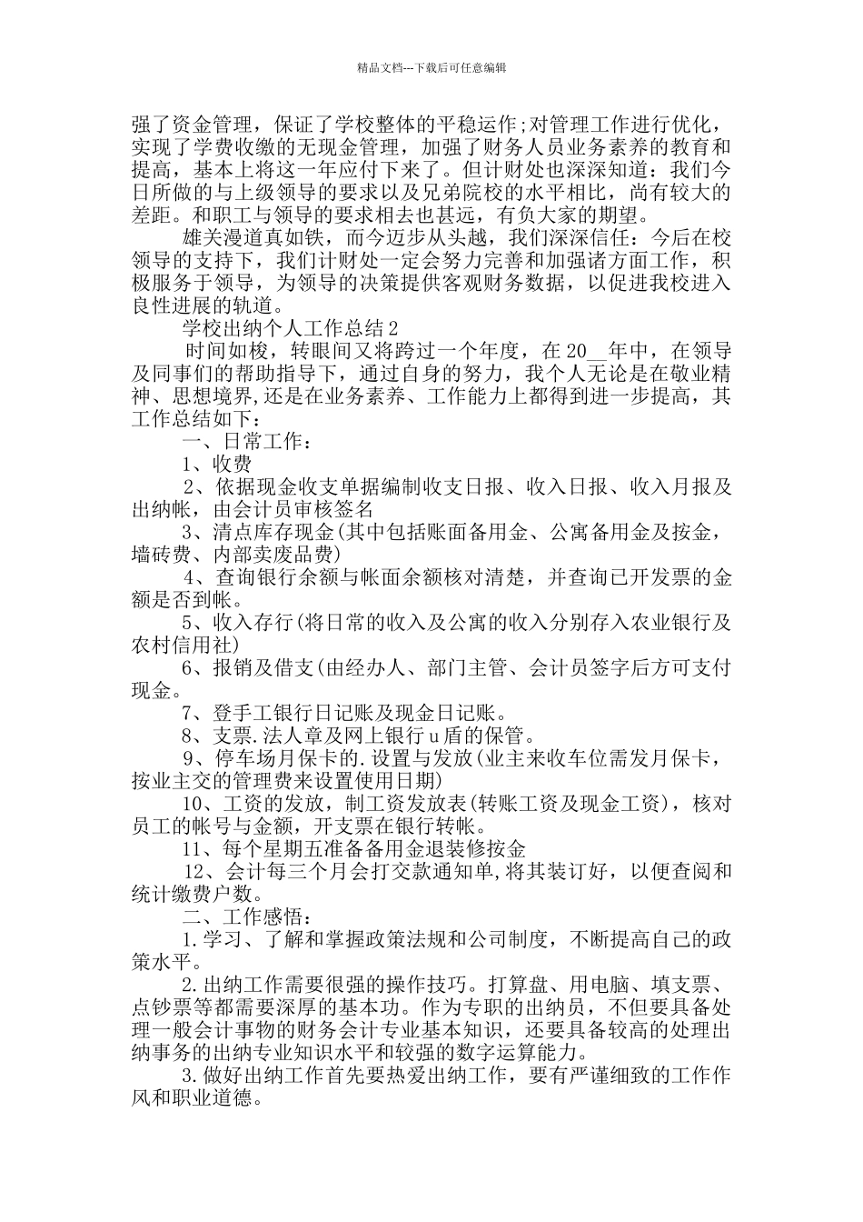 学校出纳年度个人工作总结范文5篇_第2页