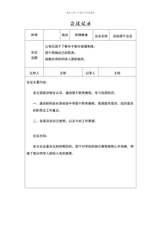 学校团总支会议记录