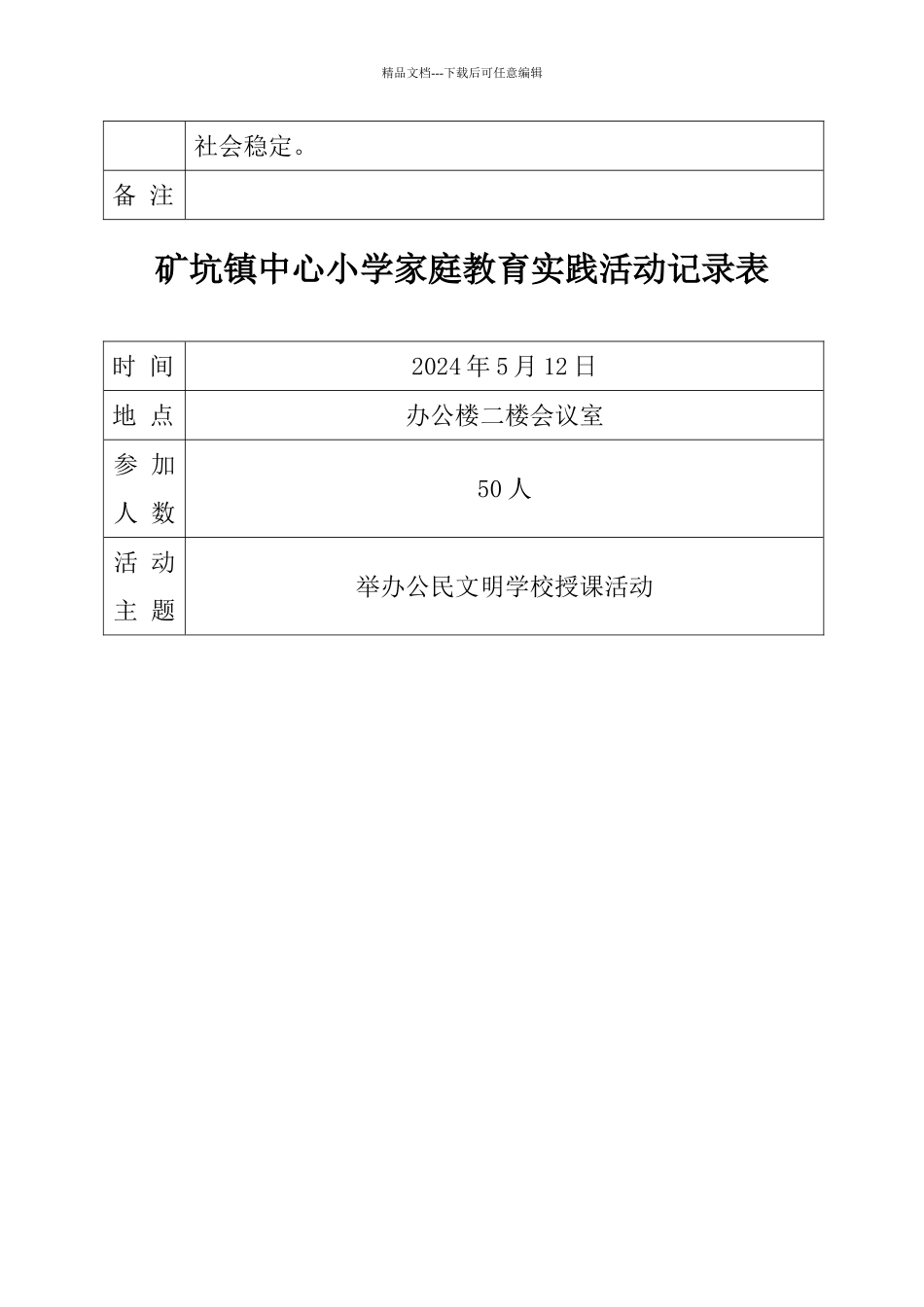 学校家庭教育活动记录表_第3页