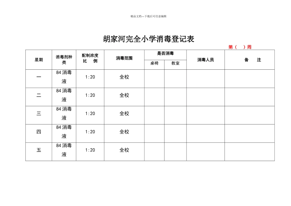 学校消毒登记表_第1页