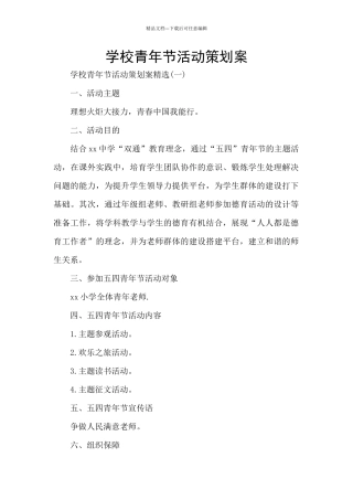 学校青年节活动策划案