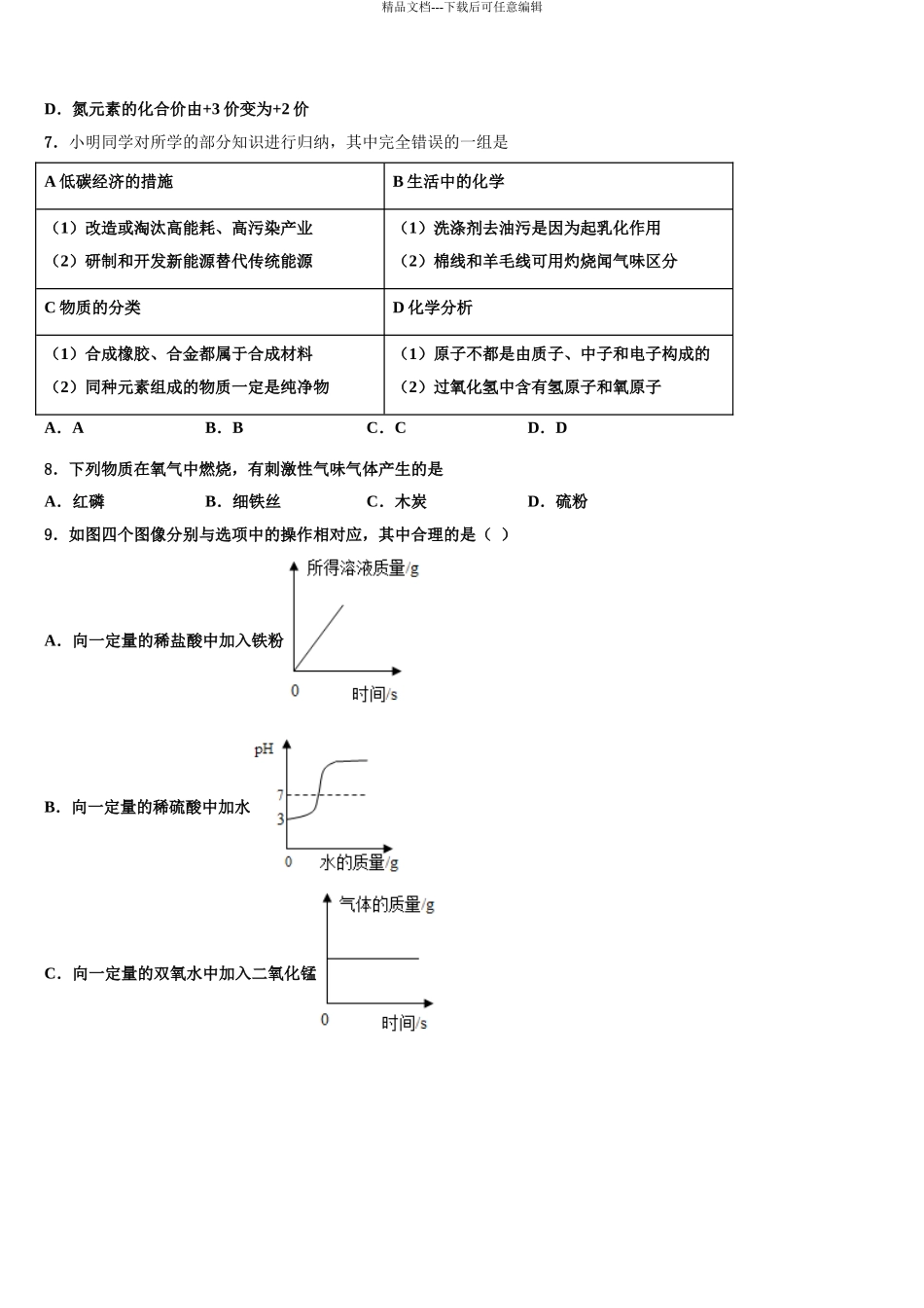 宁波市惠贞书院九年级中考化学最后冲刺模拟试卷含解析_第3页