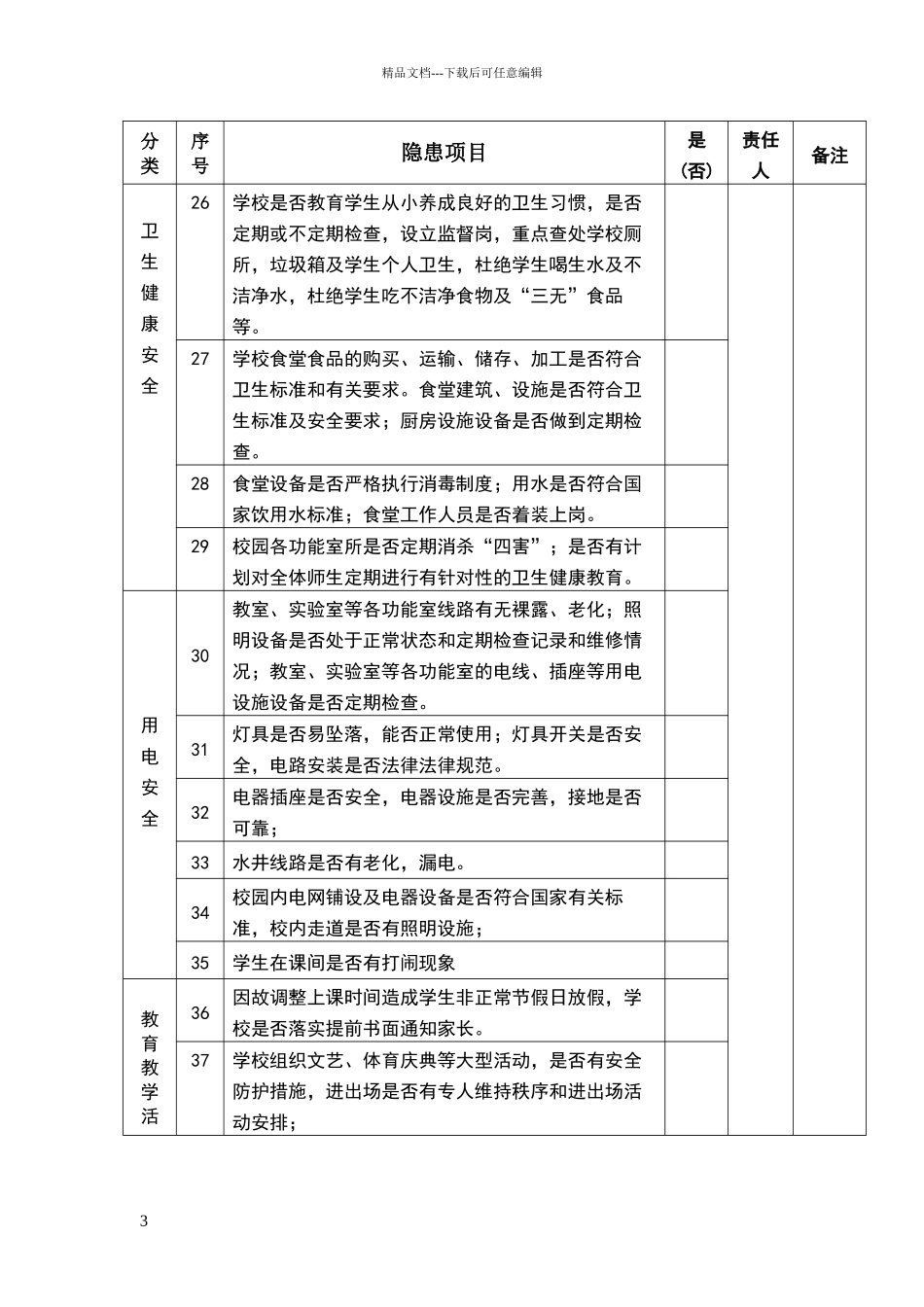 安全中心学校安全隐患排查表_第3页