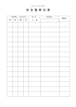 安全值班记录表