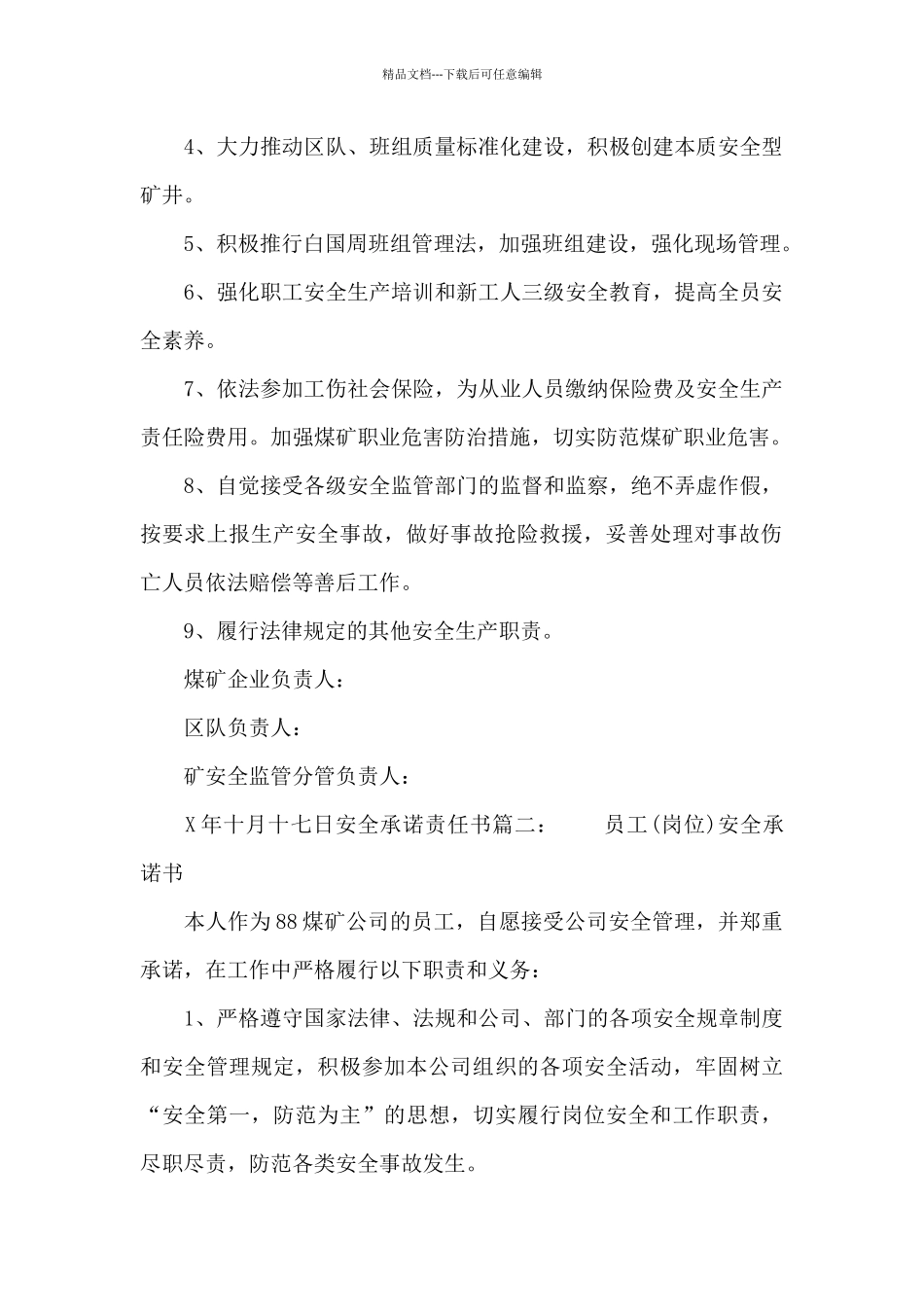 安全承诺责任书_第2页