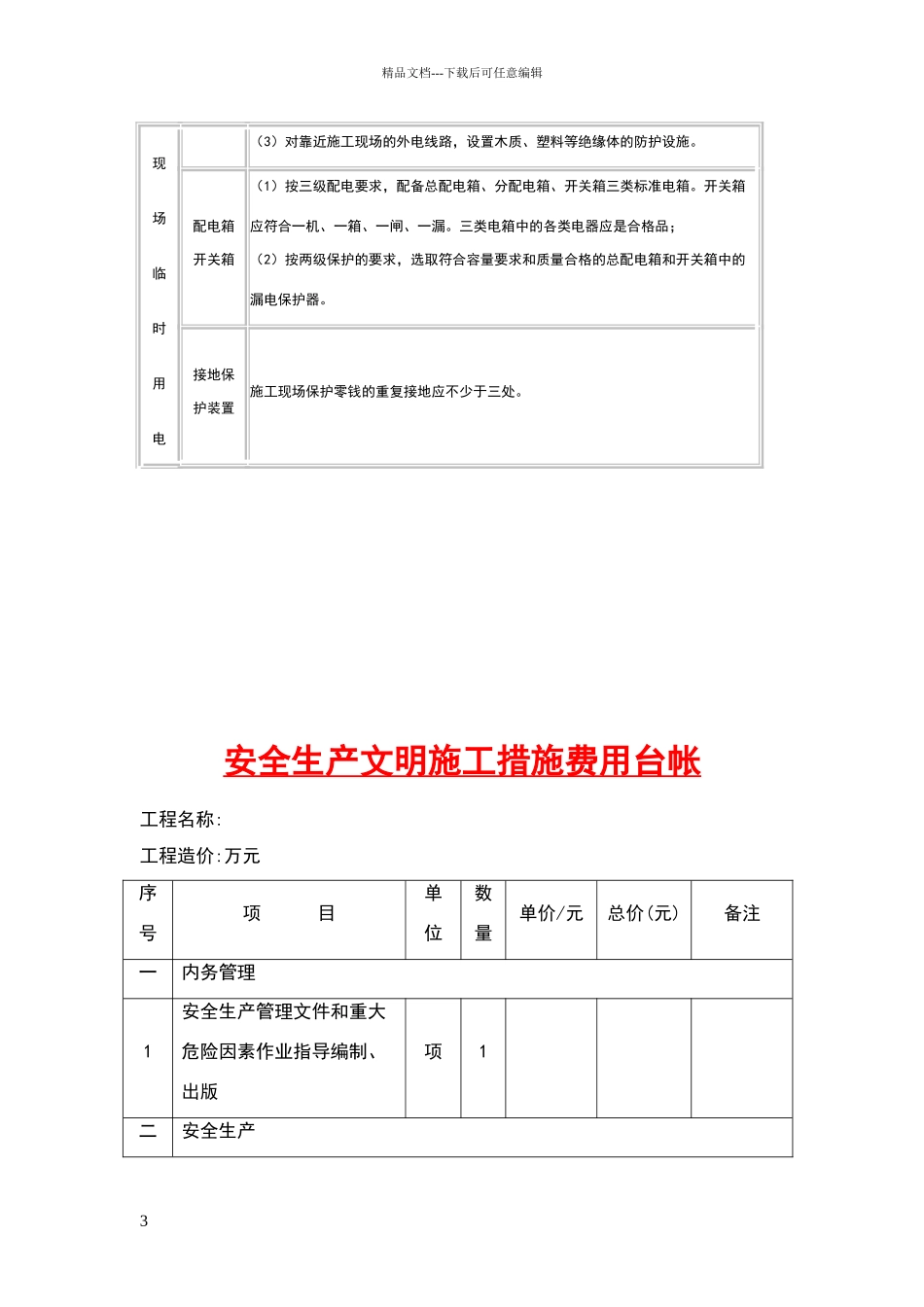 安全文明施工措施费台帐及使用计划_第3页