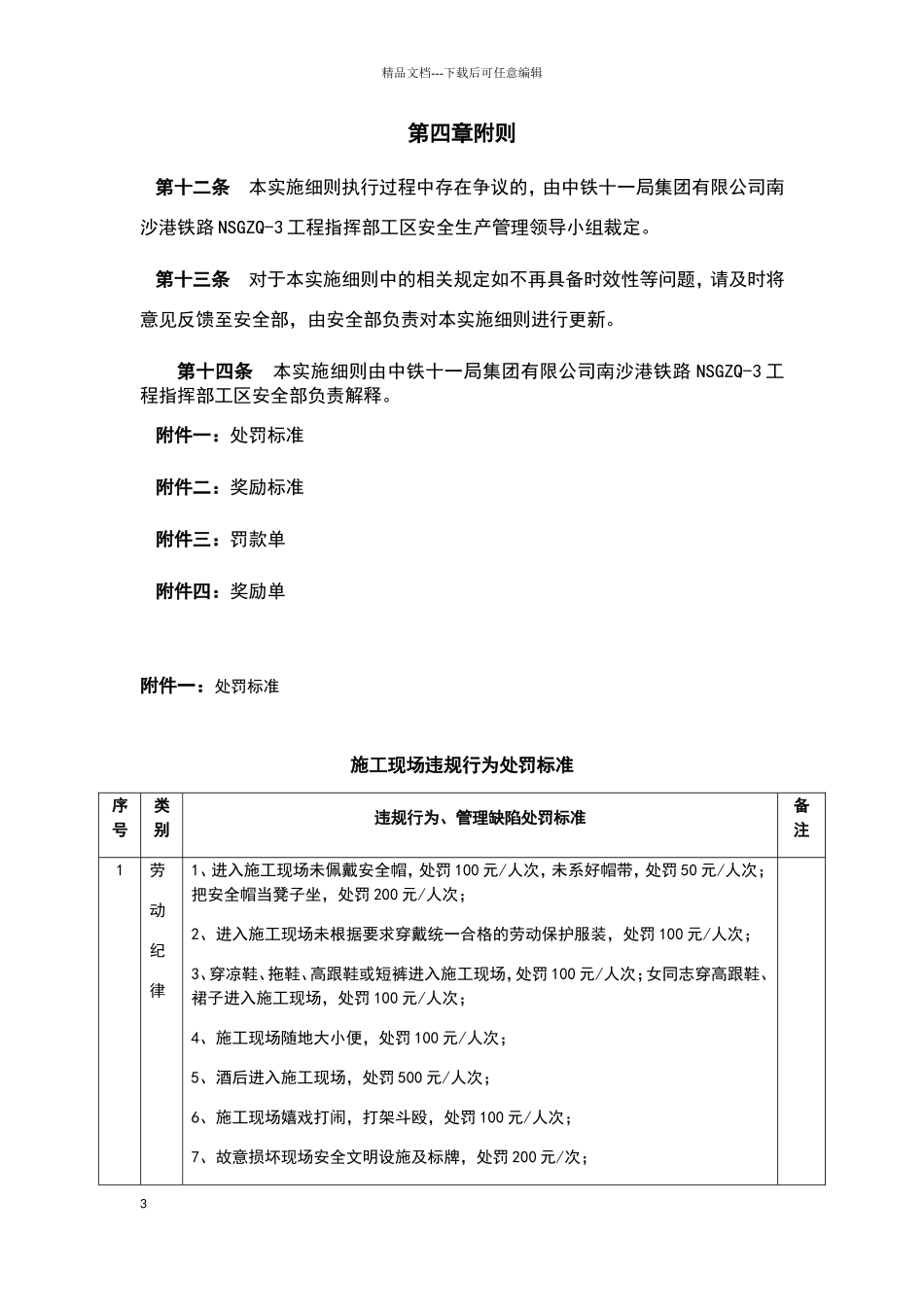 安全文明施工奖惩实施细则_第3页