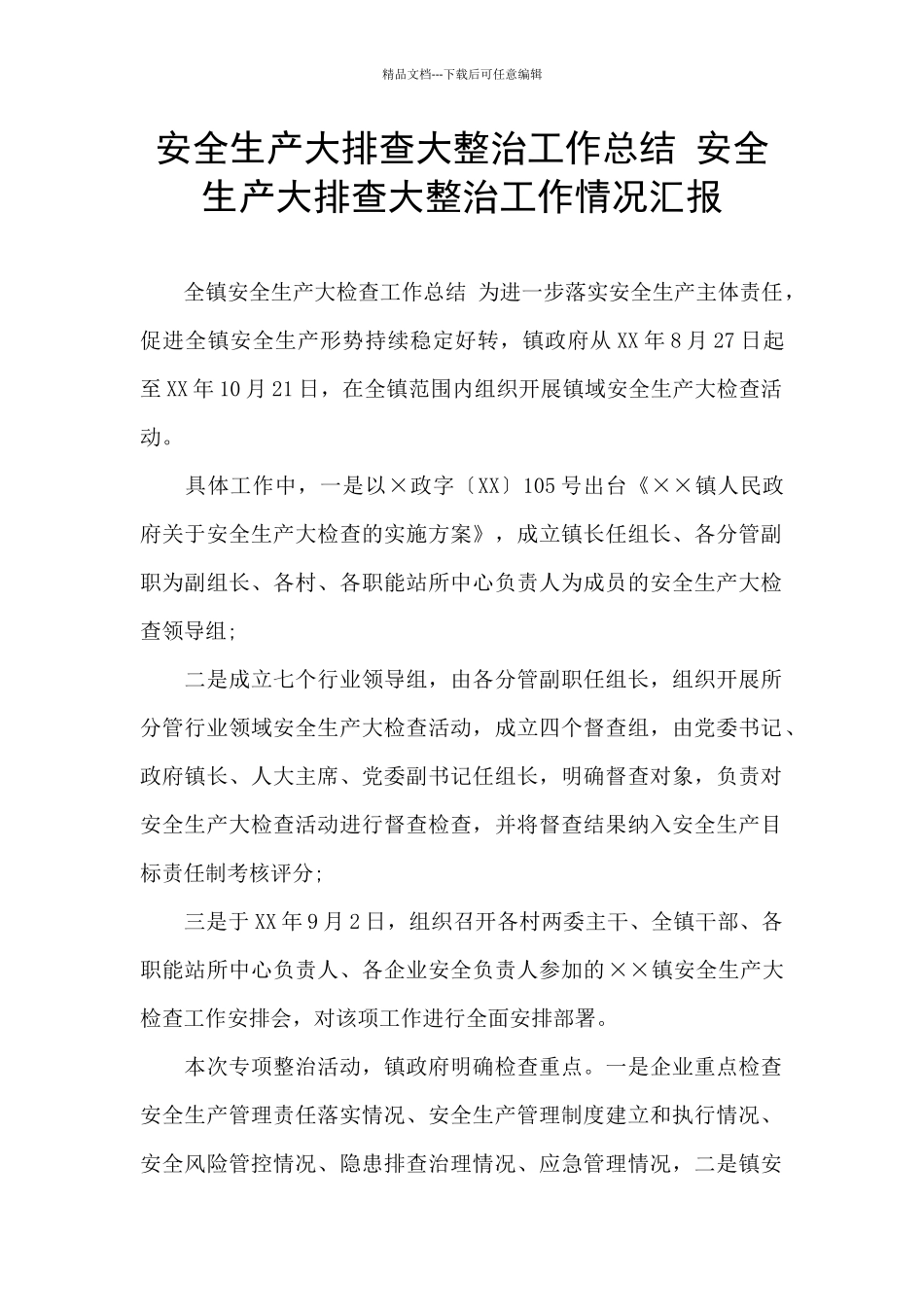 安全生产大排查大整治工作总结_第1页