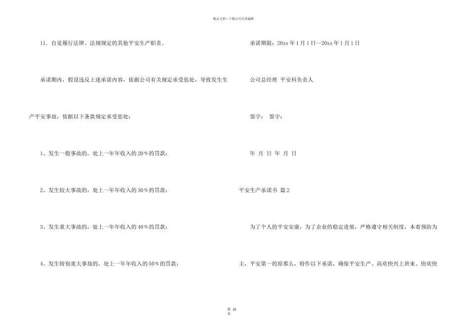 安全生产承诺书模板集锦6篇_第3页