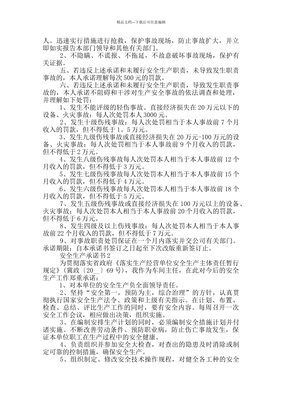 安全生产承诺书范例_第2页