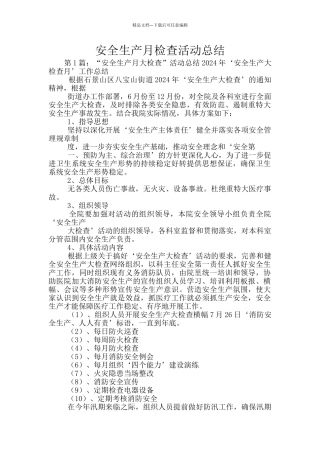 安全生产月检查活动总结