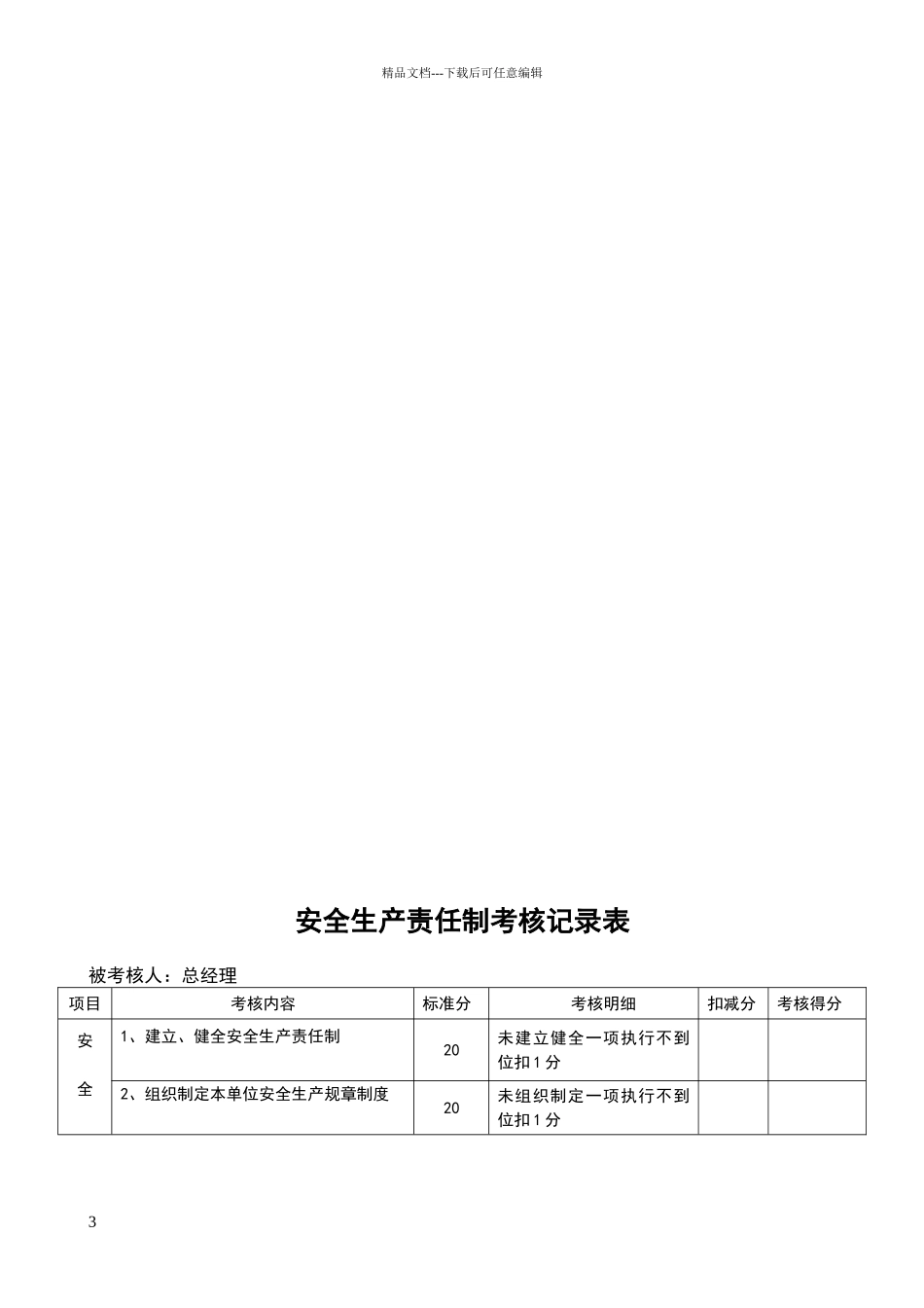 安全生产责任制考核记录_第3页