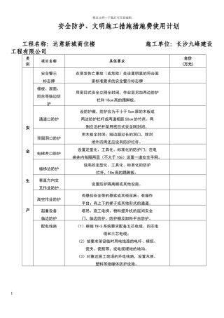 安全生产资金投入计划与使用台账