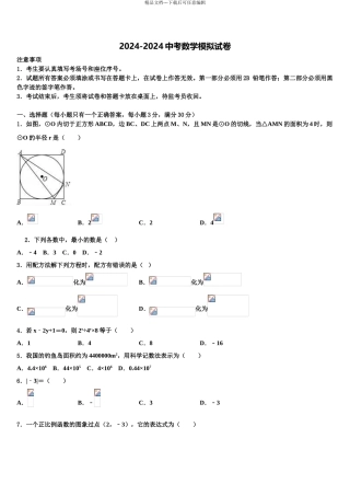 安徽合肥市市级名校中考数学最后冲刺模拟试卷含解析