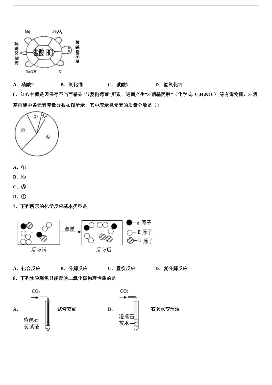 安徽合肥市市级名校中考化学四模试卷含解析_第2页