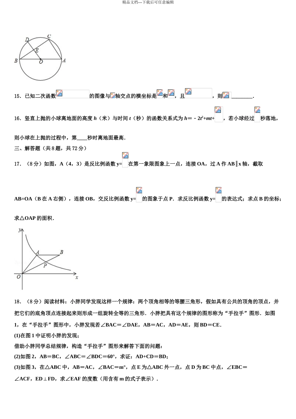 安徽界首地区中考数学全真模拟试题含解析_第3页