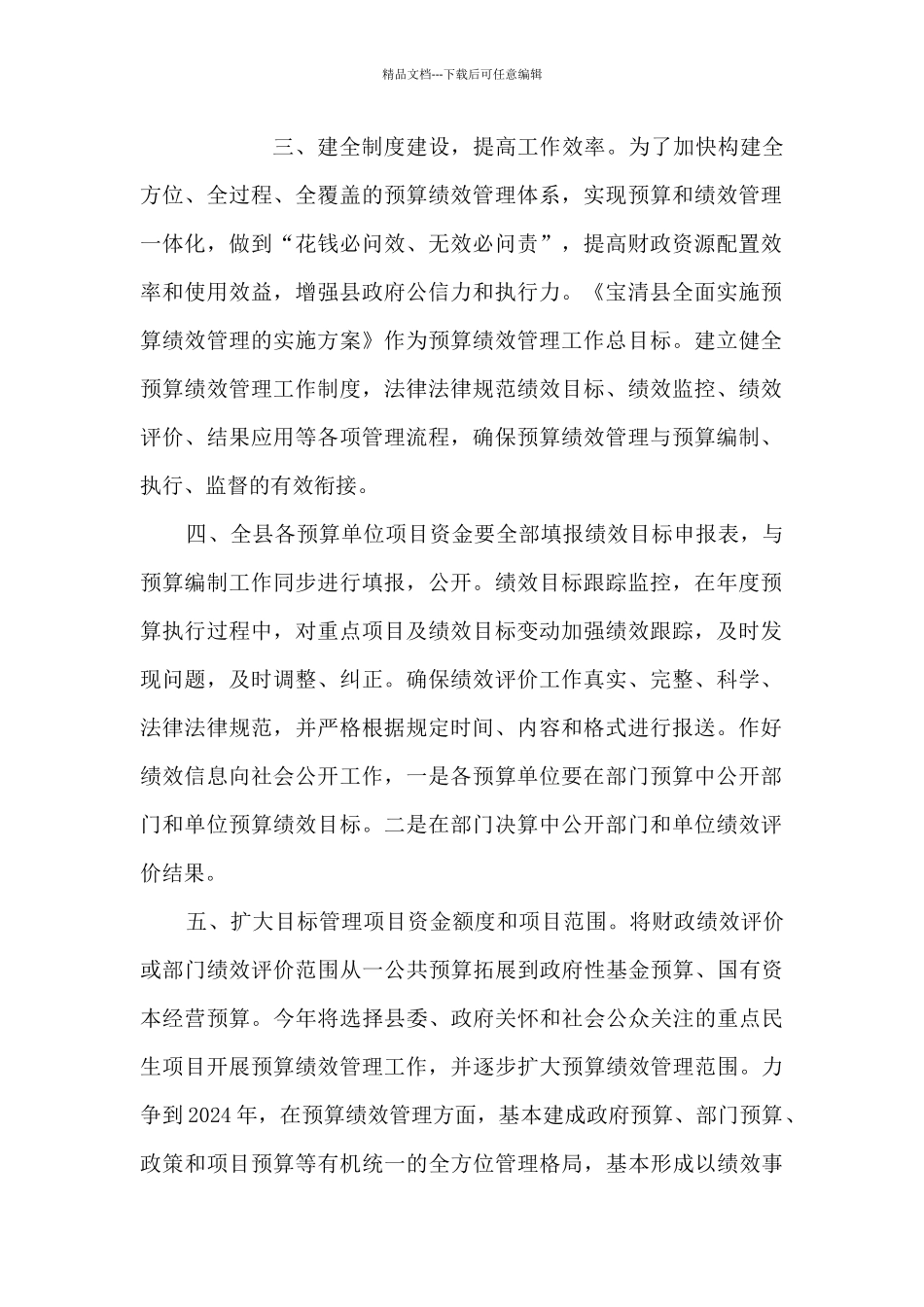 宝清县2024年全面实施预算绩效管理重点工作安排_第2页