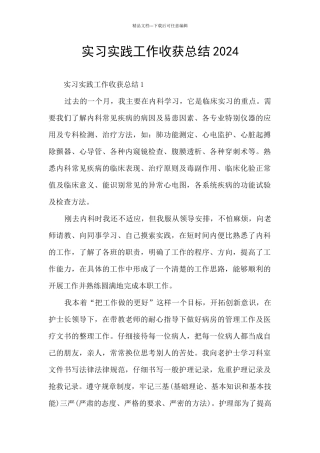 实习实践工作收获总结2024