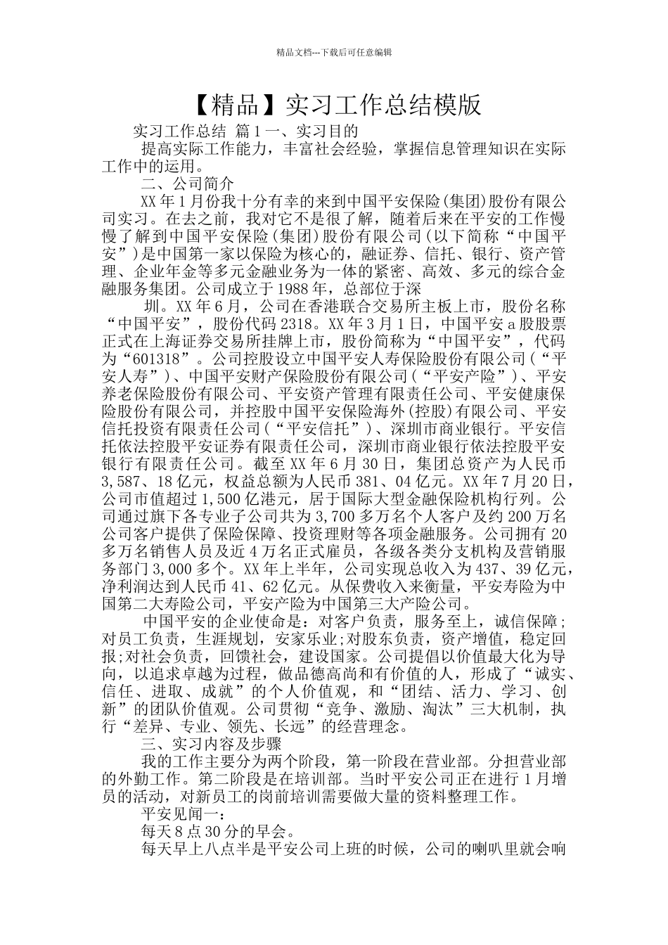 实习工作总结模版_第1页