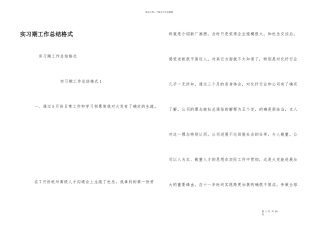 实习期工作总结格式
