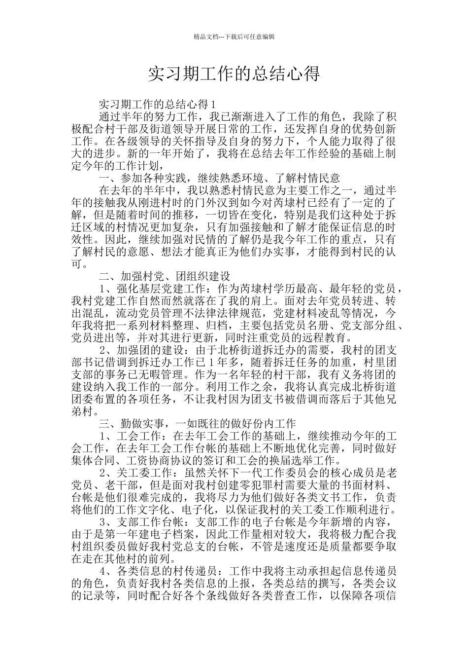 实习期工作的总结心得_第1页