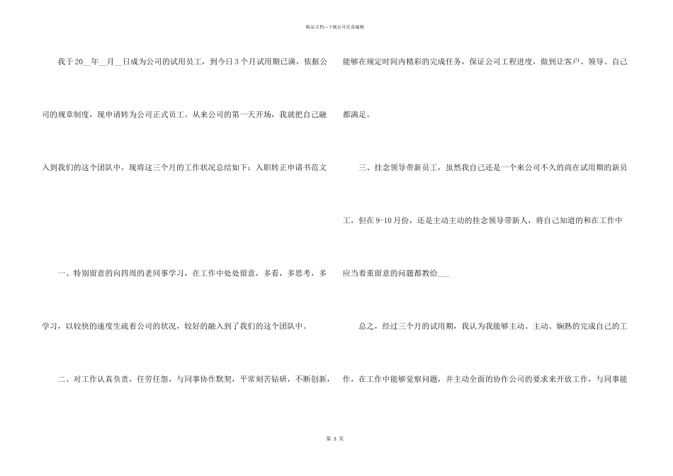 实习生入职2024转正申请书_第3页