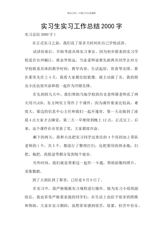 实习生实习工作总结2000字