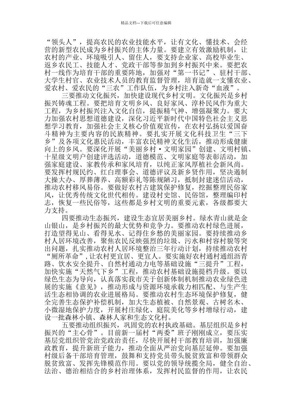 实施乡村振兴会议讲话稿范文_第3页