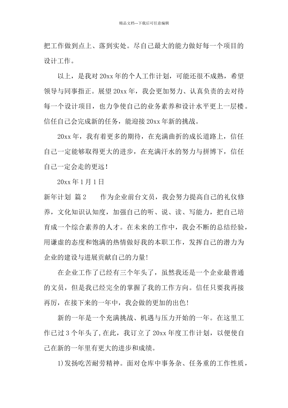 实用的新年计划模板汇编十篇_第2页