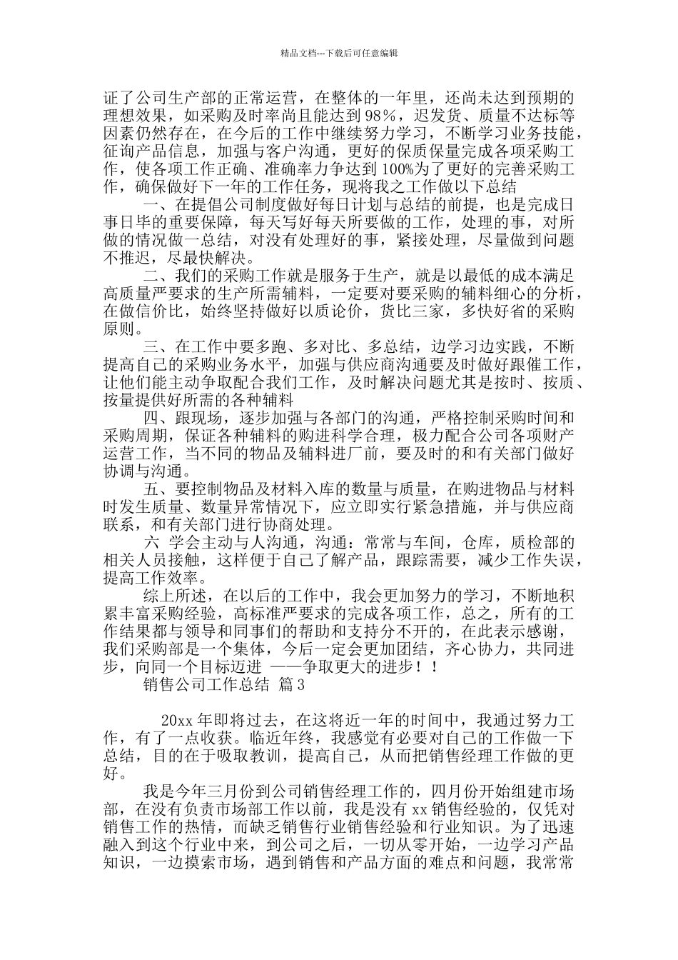 实用销售公司工作总结范本汇编10篇文档_第3页