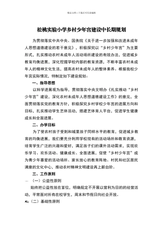 实验小学学校乡村少年宫建设中长期规划
