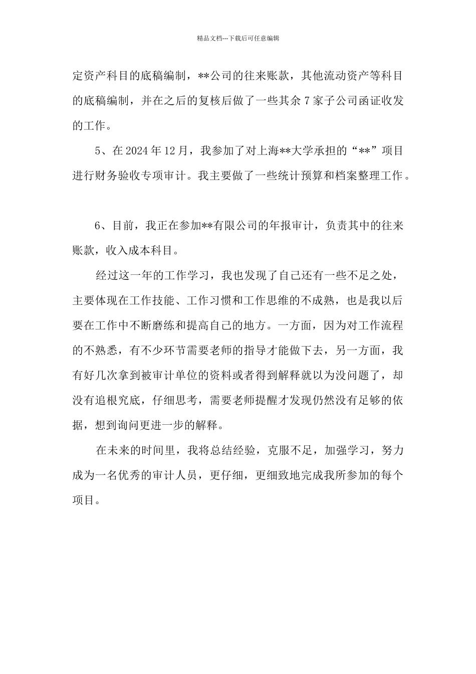 审计人员转正个人工作总结_第2页