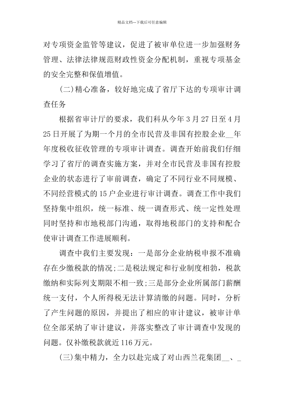 审计人员述职报告范文篇_第2页