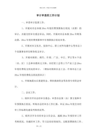 审计审查的工作计划