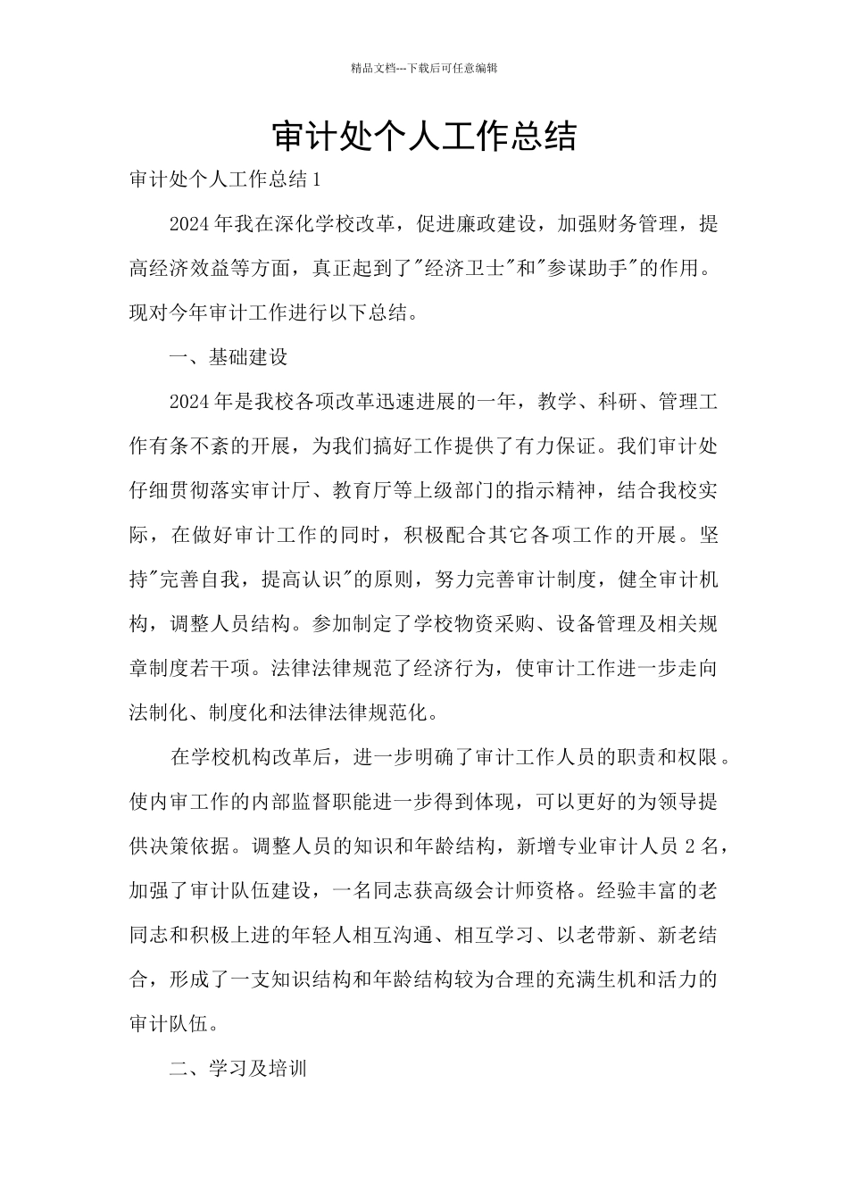 审计处个人工作总结_第1页