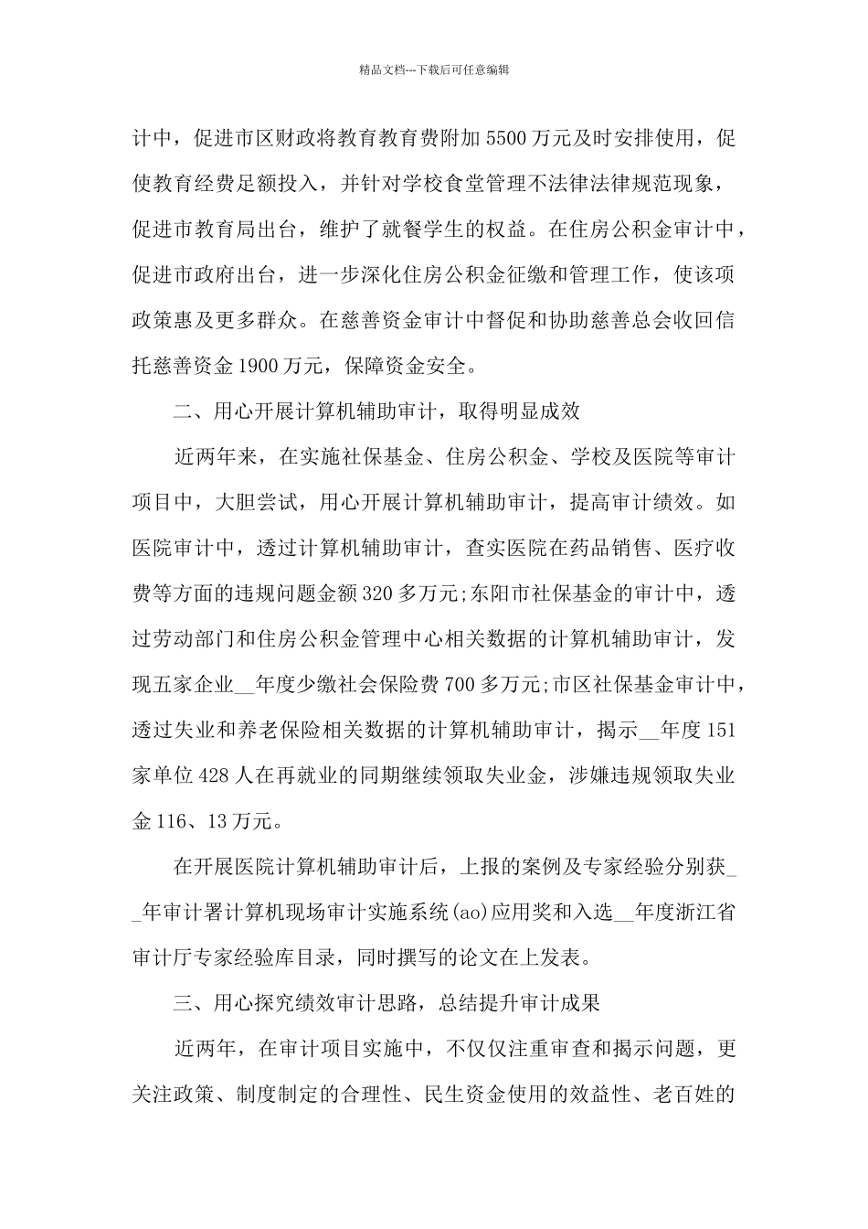 审计工作人员年终工作总结范文_第2页