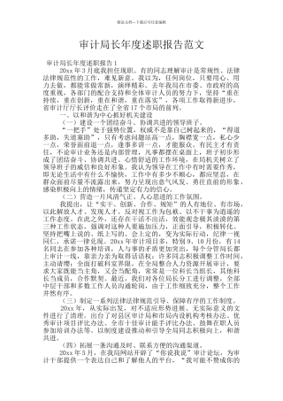 审计局长年度述职报告范文