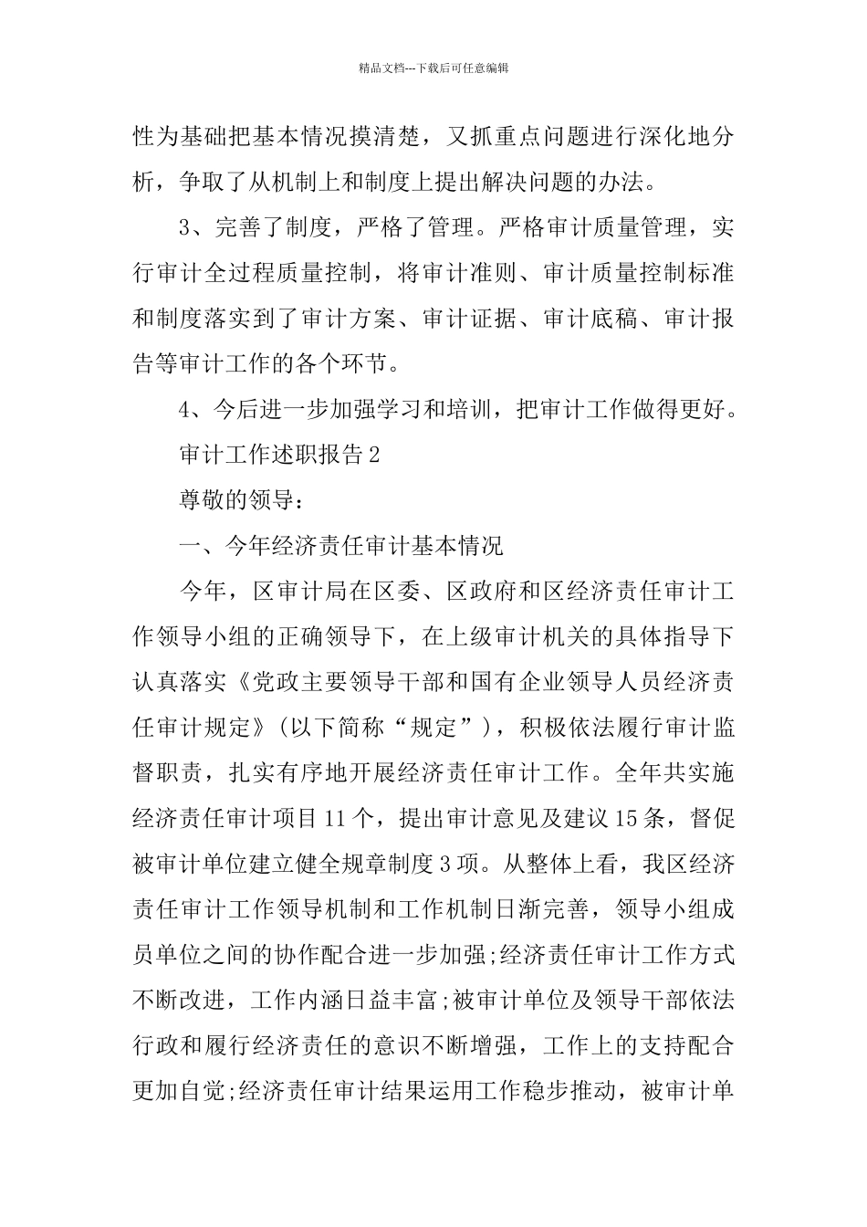 审计工作述职报告2024优秀5篇范本_第3页