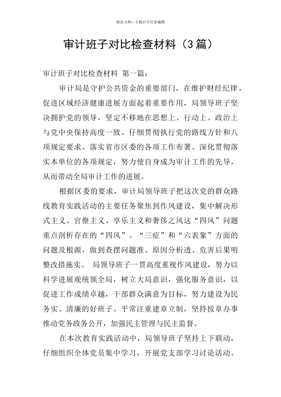 审计班子对照检查材料_第1页