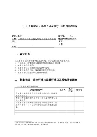 审计目标与风险评估程序