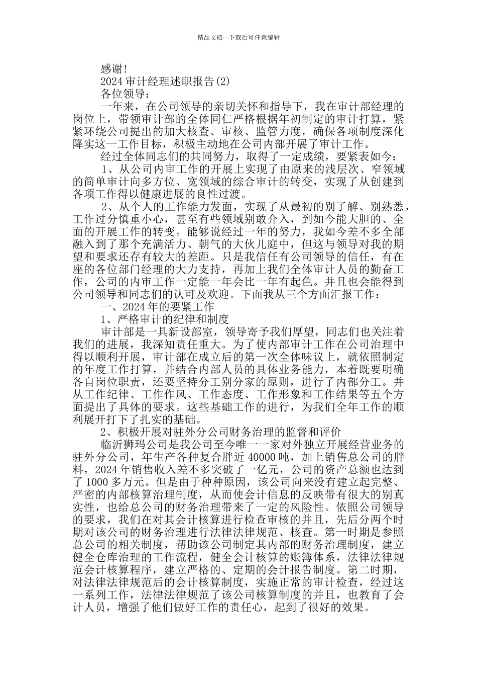 审计经理述职报告_第3页