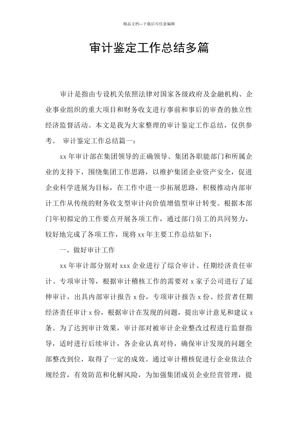 审计鉴定工作总结多篇_第1页