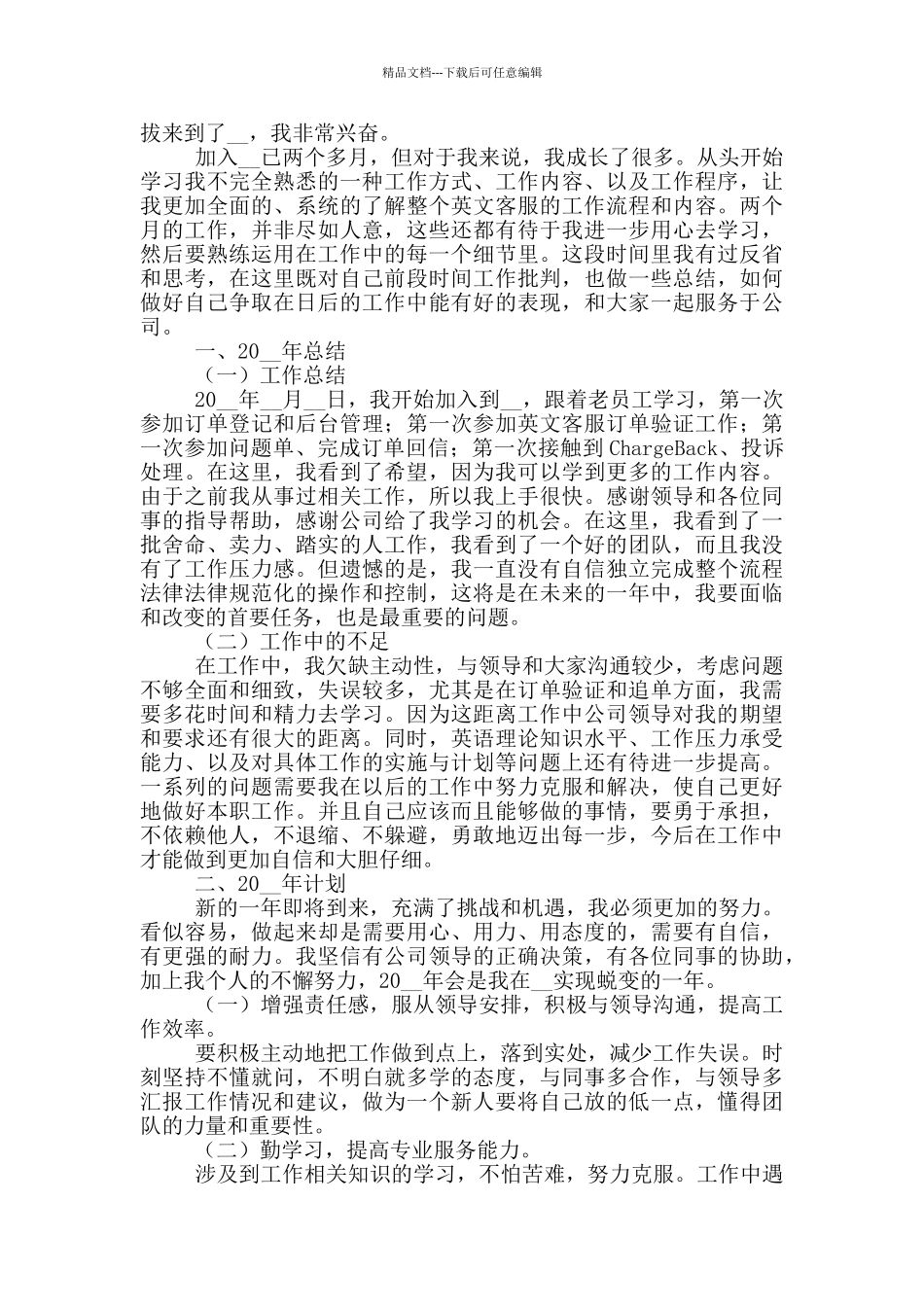 客服个人工作总结五篇_第3页