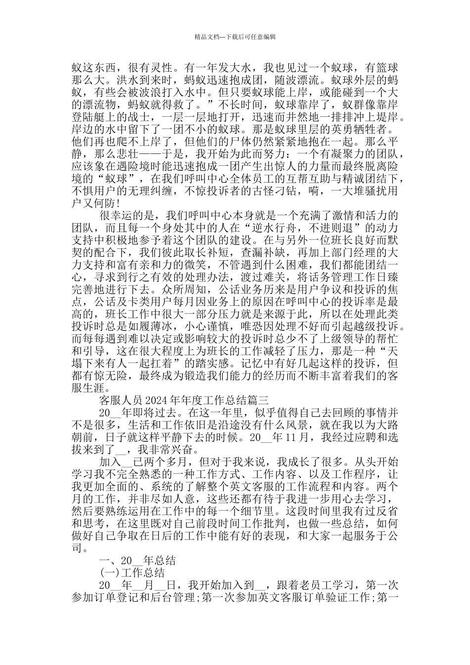 客服人员2024年年度工作总结_第3页