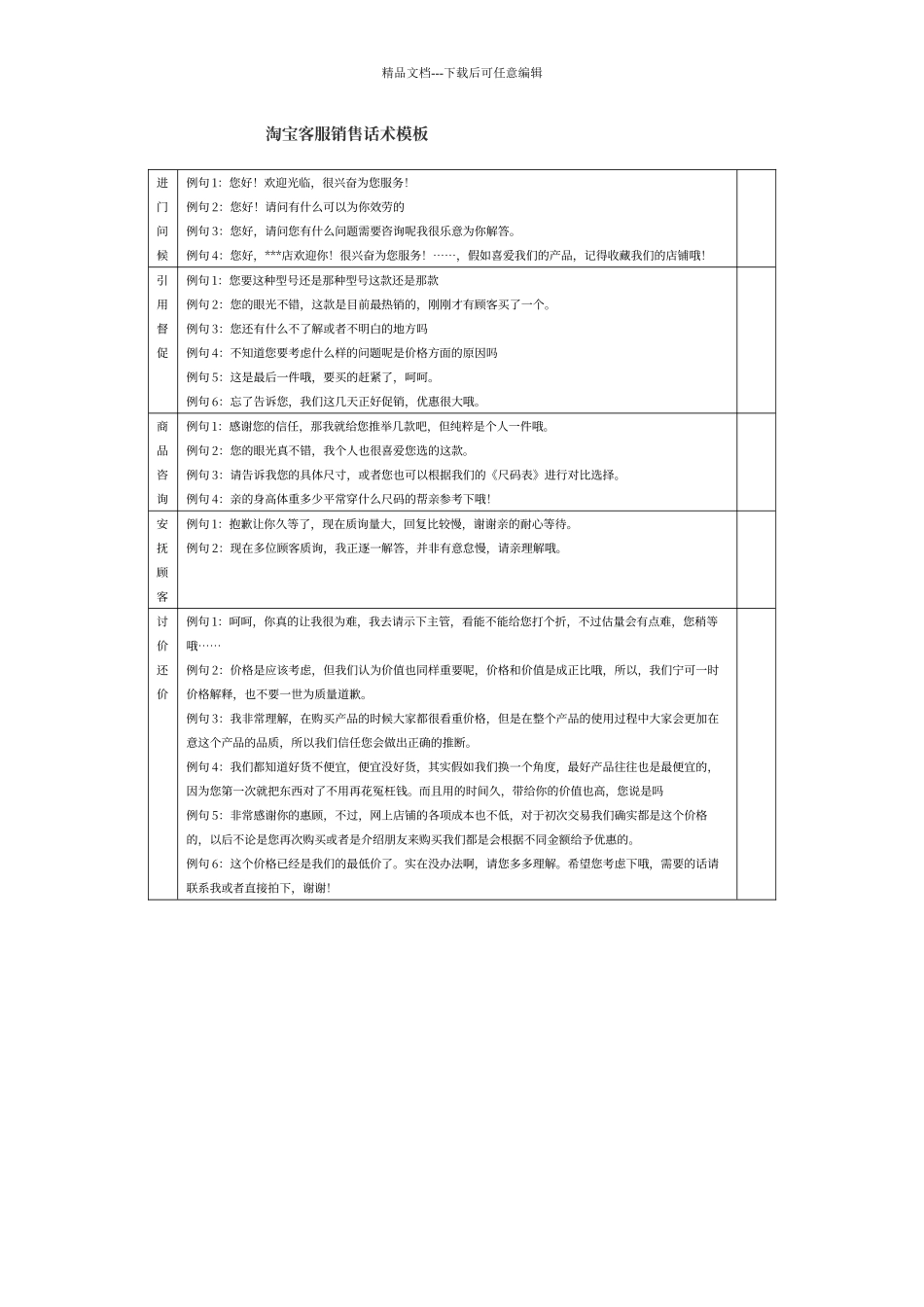 客服销售话术模板_第1页