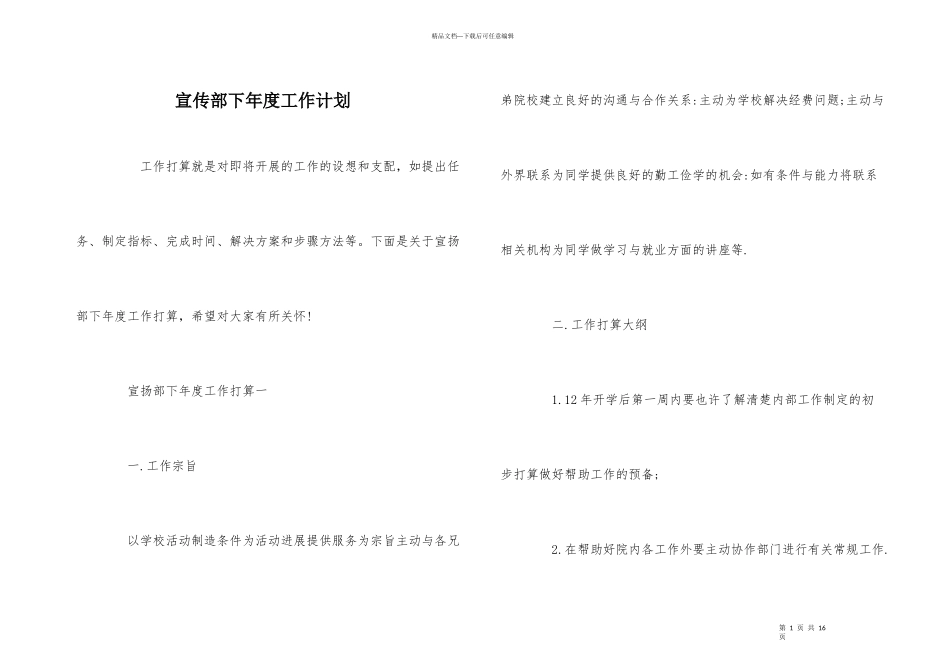 宣传部下年度工作计划_第1页