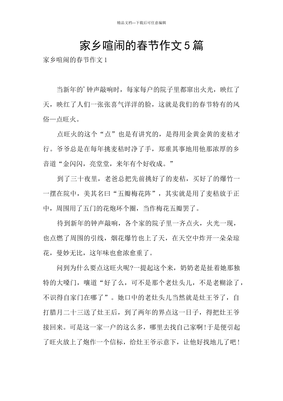 家乡热闹的春节作文5篇_第1页